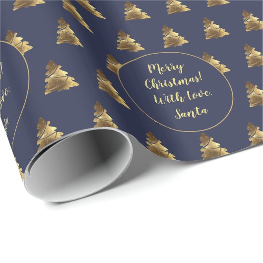 Merry kerstboompatroon Elegant Dark Blue Cadeaupapier (Rol Hoek)
