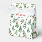 Merry kerstboompatroon witte groene winter bedankdoosjes (Voorkant Zijde)