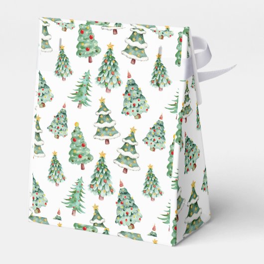 Merry kerstboompatroon witte groene winter bedankdoosjes (Achterkant)