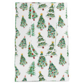 Merry kerstboompatroon witte groene winter medium cadeauzakje (Achterkant)