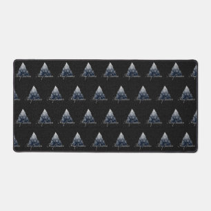 Merry kerstboompatroonfeestdag blauw bureaumat
