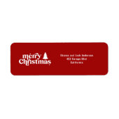 Merry-kerstboomretro-lettertype Etiket (Voorkant)
