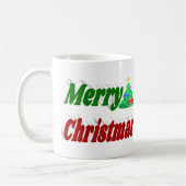Merry kerstboomrode groene halve typografie koffiemok (Links)