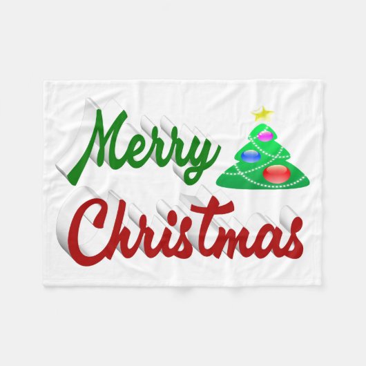 Merry kerstboomrood script fleece deken (Voorkant (Horizontaal))