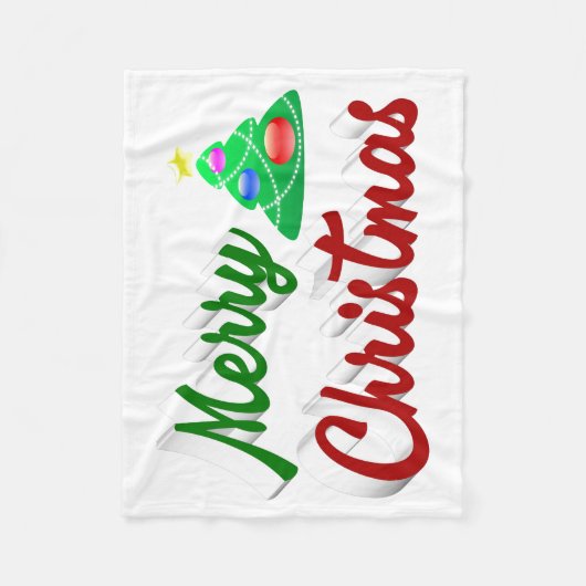 Merry kerstboomrood script fleece deken (Voorkant)