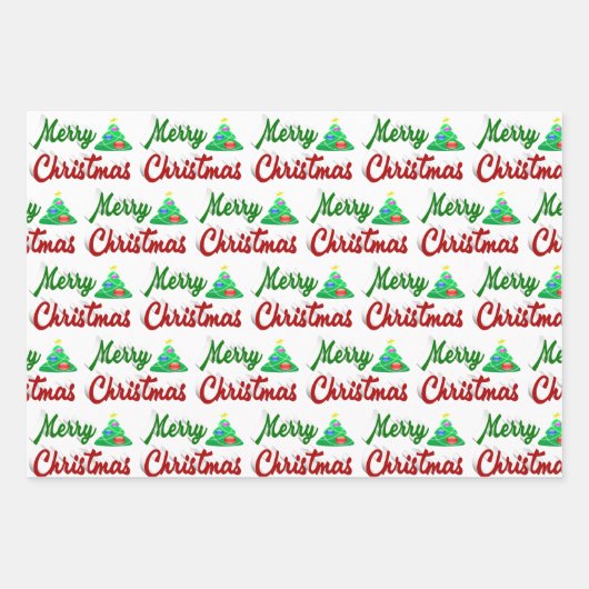Merry kerstboomrood script inpakpapier vel (Voorkant 3)