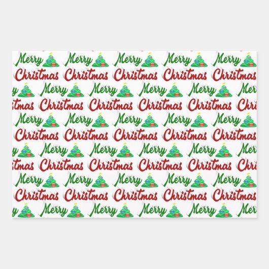 Merry kerstboomrood script inpakpapier vel (Voorkant)