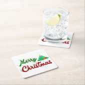 Merry kerstboomrood script kartonnen onderzetters (Insitu)