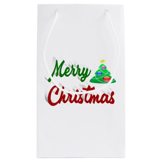 Merry kerstboomrood script klein cadeauzakje (Achterkant)