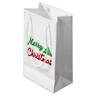 Merry kerstboomrood script klein cadeauzakje