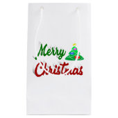 Merry kerstboomrood script klein cadeauzakje (Voorkant)