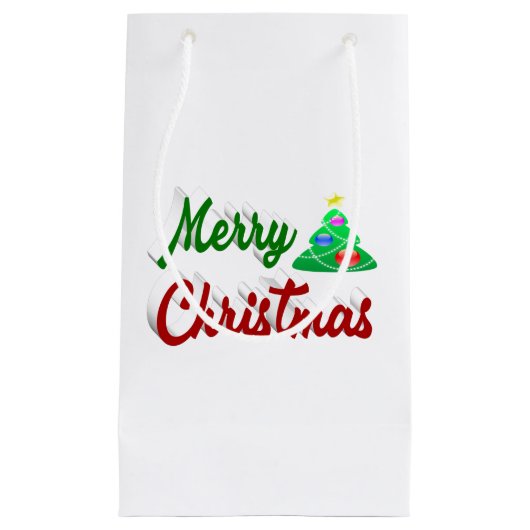 Merry kerstboomrood script klein cadeauzakje (Voorkant)