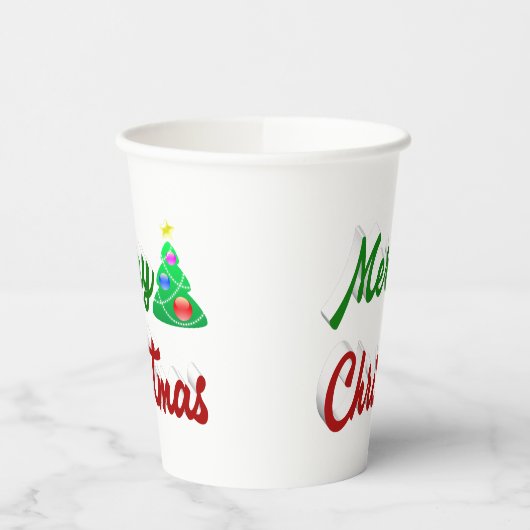 Merry kerstboomrood script papieren bekers (Links)