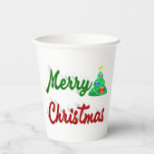 Merry kerstboomrood script papieren bekers (Voorkant)