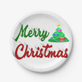 Merry kerstboomrood script papieren bordje