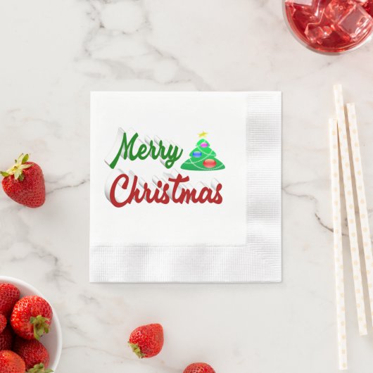 Merry kerstboomrood script servet (Insitu)