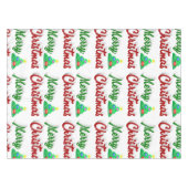 Merry kerstboomrood script tafelkleed (Voorkant (Horizontaal))