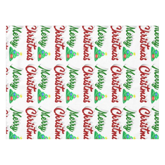Merry kerstboomrood script tafelkleed (Voorkant (Horizontaal))