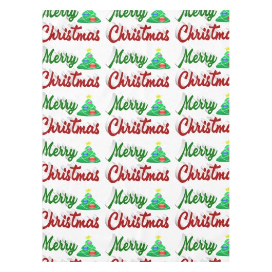 Merry kerstboomrood script tafelkleed (Voorkant)