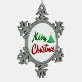 Merry kerstboomrood script tin sneeuwvlok ornament (Links)