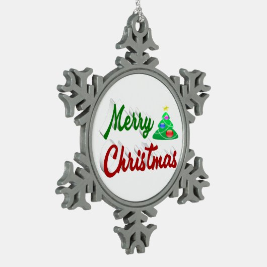 Merry kerstboomrood script tin sneeuwvlok ornament (Links)