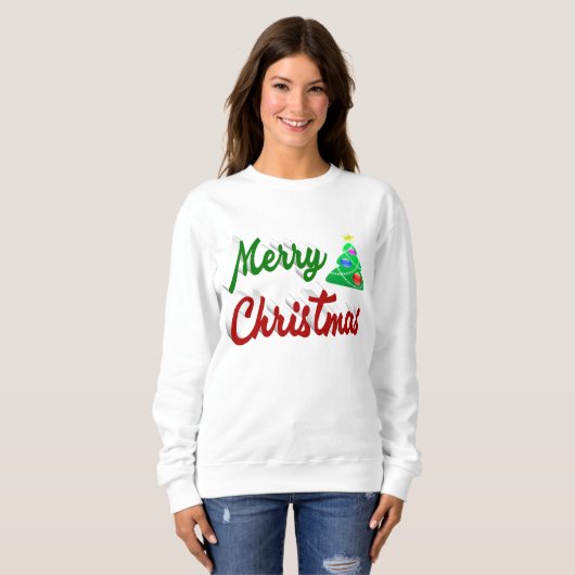 Merry kerstboomrood script trui (Voorkant volledig)