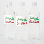 Merry kerstboomrood script waterfles etiket (Flessen)