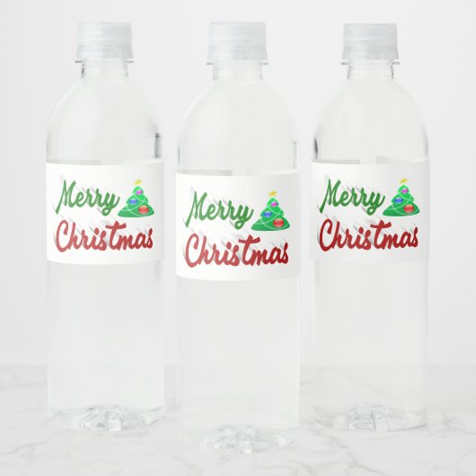 Merry kerstboomrood script waterfles etiket (Flessen)