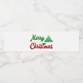 Merry kerstboomrood script waterfles etiket (Enkel label)