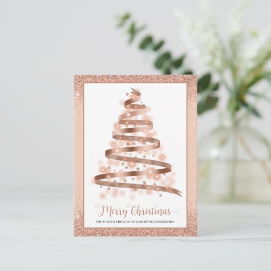 Merry kerstboomstructuur Bedrijfs Logo Feestdagenkaart (Staand voorkant)