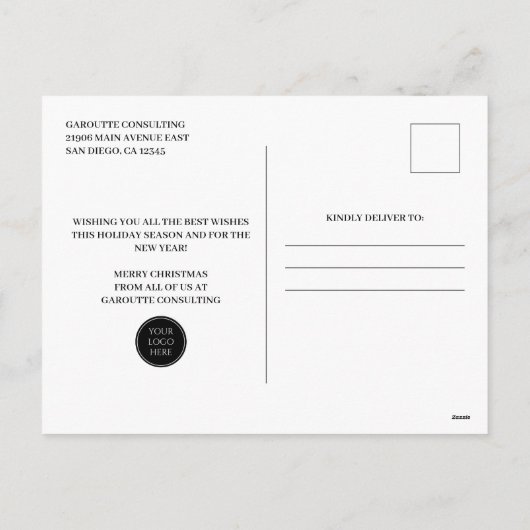 Merry kerstboomstructuur Bedrijfs Logo Feestdagenkaart (Achterkant)