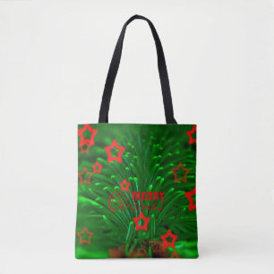 Merry kerstboomtak en sterren tote bag