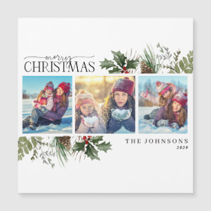 Merry Kerstbos Berry Pinecone Foto Magnet