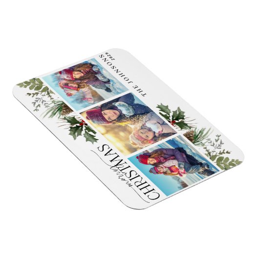 Merry Kerstbos Berry Pinecone Foto Magnet Magneet (Rechterzijde)