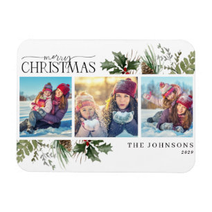Merry Kerstbos Berry Pinecone Foto Magnet Magneet
