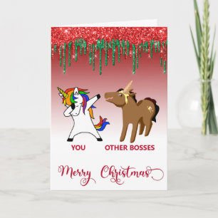 Merry Kerstboss Unicorn Horse Funny Kaart
