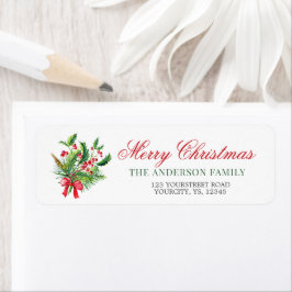 Merry Kerstbouquet red green Etiket