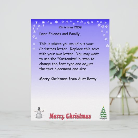 Merry kerstbrief Snowflake (Staand voorkant)