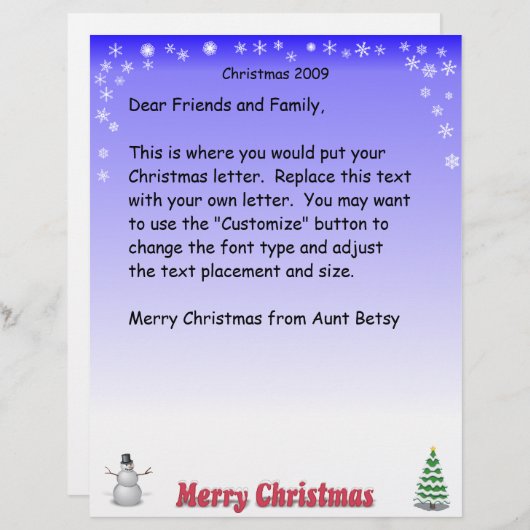 Merry kerstbrief Snowflake (Voorkant / Achterkant)