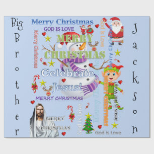 Merry Kerstbrother Wrapping Paper Jesus Santa Cadeaupapier