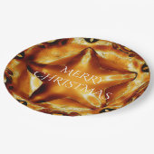Merry Kerstbruin Gold Copper Elegant Star Papieren Bordje (Gekanteld)