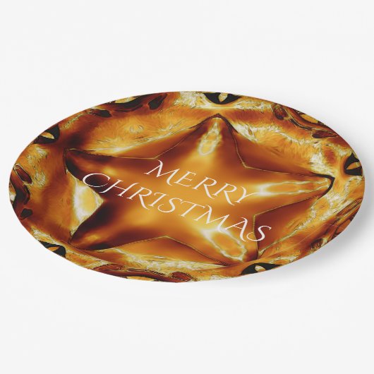 Merry Kerstbruin Gold Copper Elegant Star Papieren Bordje (Gekanteld)