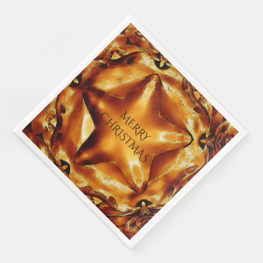 Merry Kerstbruin Gold Copper Elegant Star Servet (Hoek)