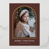 Merry Kerstbruine Arch-foto Folie Feestdagenkaart (Voorkant)