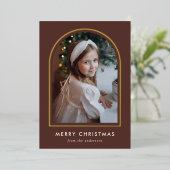 Merry Kerstbruine Arch-foto Folie Feestdagenkaart (Staand Voorkant)