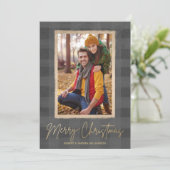 Merry kerstbuffalo Check Photo Feestdagenkaart (Staand voorkant)