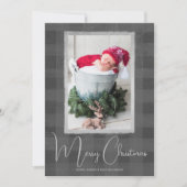Merry kerstbuffalo Check Photo Feestdagenkaart (Voorkant)