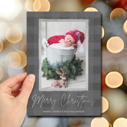 Merry kerstbuffalo Check Photo Feestdagenkaart