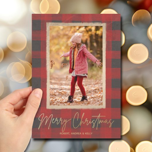 Merry kerstbuffalo Check Photo Feestdagenkaart