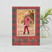 Merry kerstbuffalo Check Photo Feestdagenkaart (Staand voorkant)
